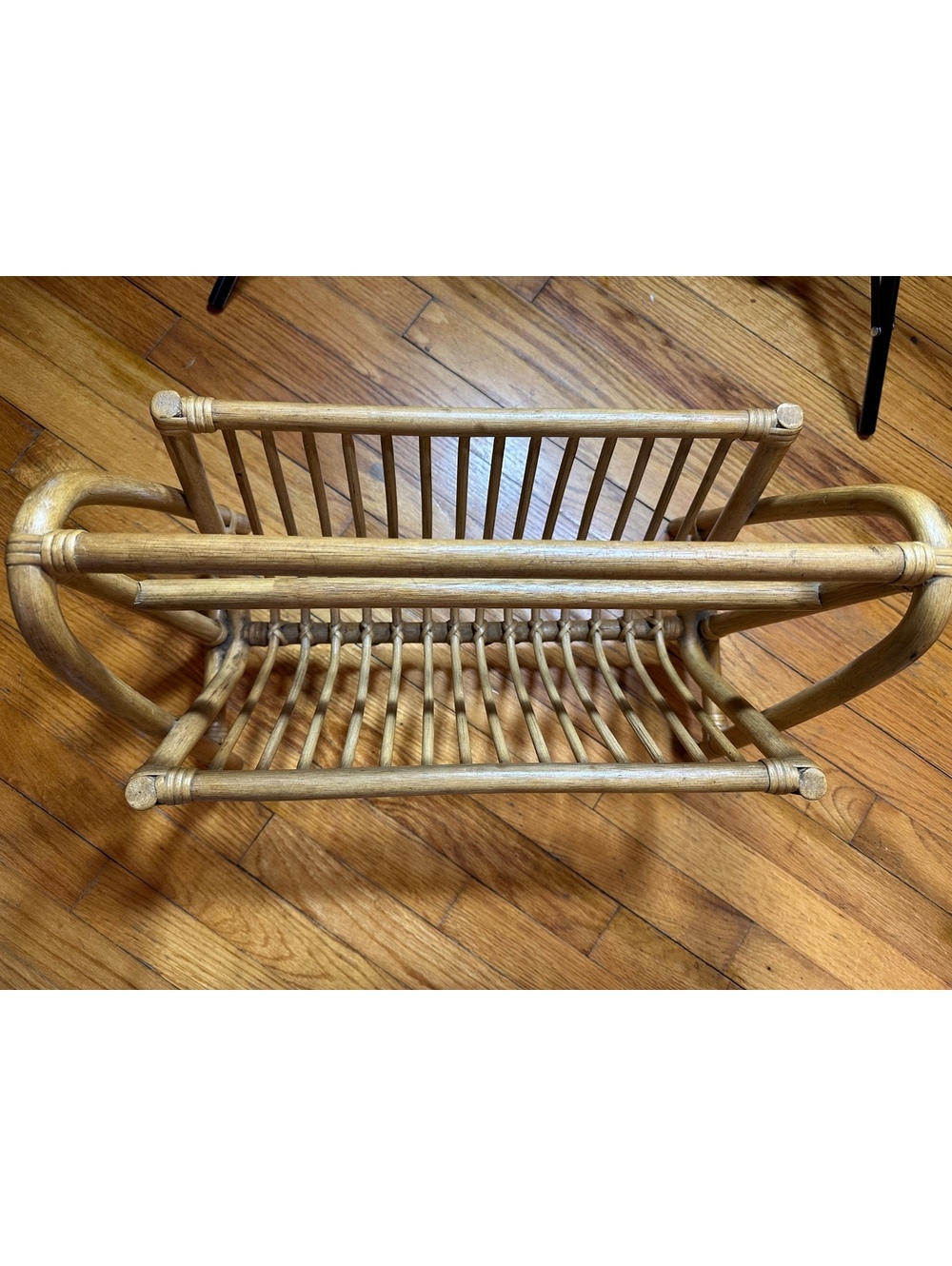 Vintage Mid Century Rattan & Bamboo Magazine Rack | Boho Record Holder